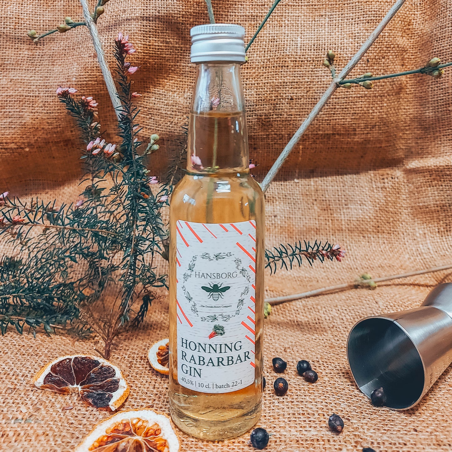 Gin m. Honning & Rabarber – Håndlavet gin med dansk honning