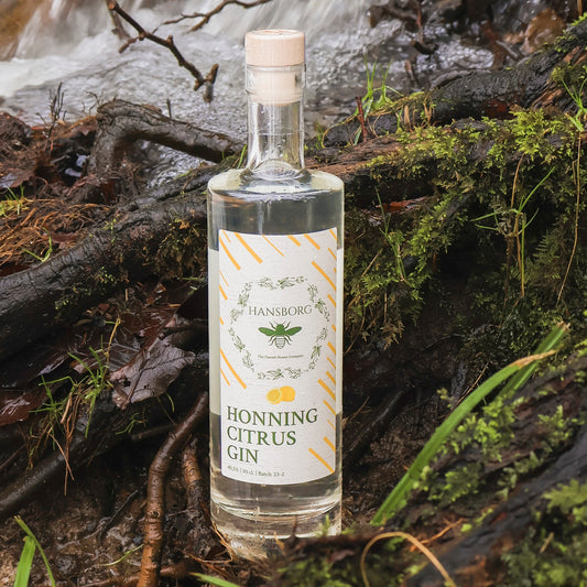 Flaske Gin m. Honning & Citrus fra Hansborg med dansk honning