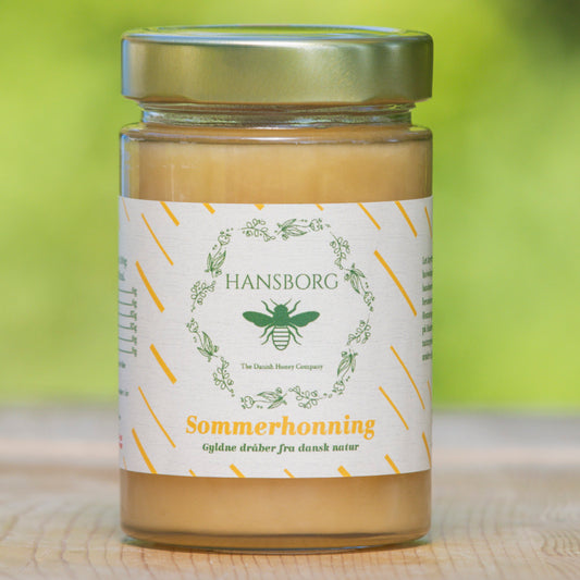 Sommerhonning i glas fra Hansborg Honning – dansk, naturlig honning